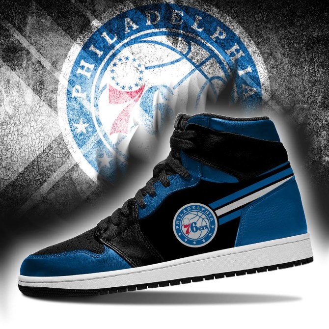 Philadelphia 76ers NBA High-Top Sneakers Retro Streetwear Vibe Shoes For Men And Women - Image 3