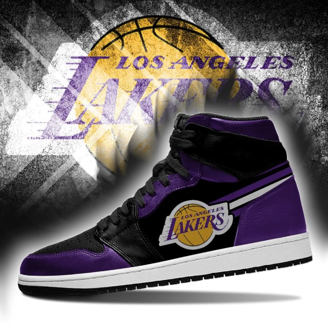 Los Angeles Lakers NBA High-Top Sneakers Retro Streetwear Vibe Shoes For Men And Women - Image 3