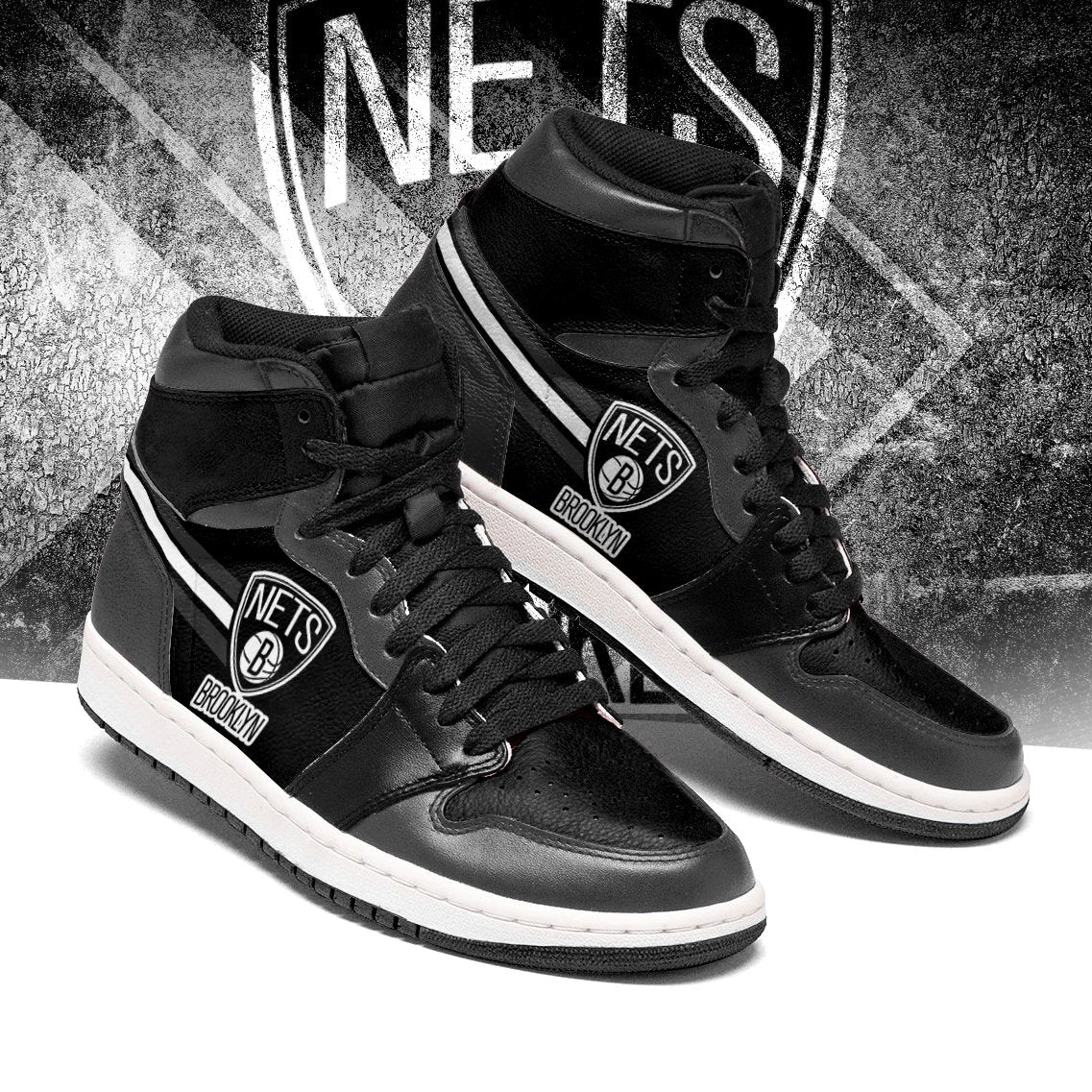 Brooklyn Nets NBA High-Top Sneakers Retro Streetwear Vibe Shoes For Men And Women - Image 2