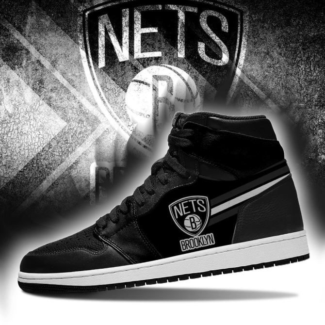 Brooklyn Nets NBA High-Top Sneakers Retro Streetwear Vibe Shoes For Men And Women - Image 3