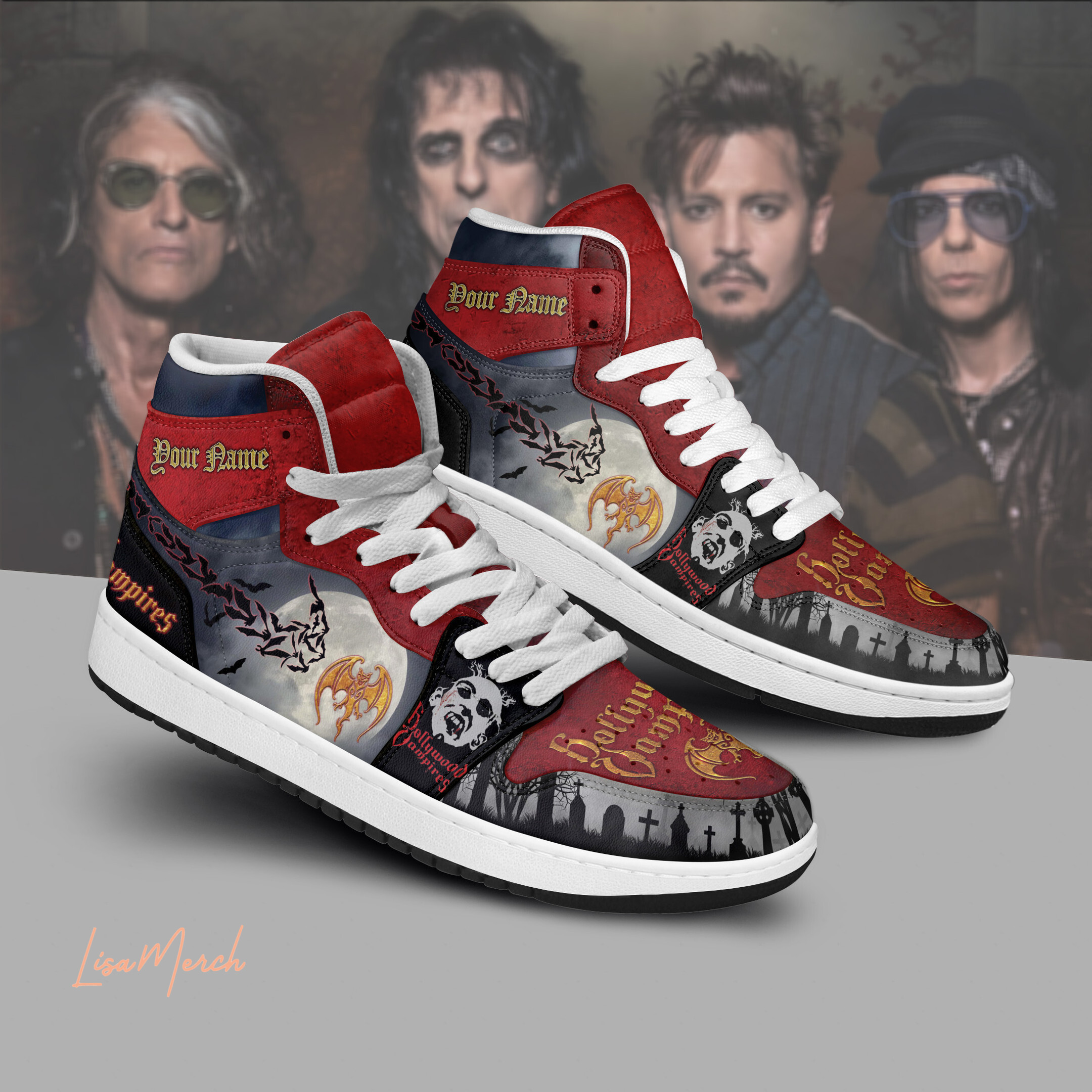 Hollywood Vampires High-Top Sneakers Retro Streetwear Vibe Shoes For Men And Women - Image 2