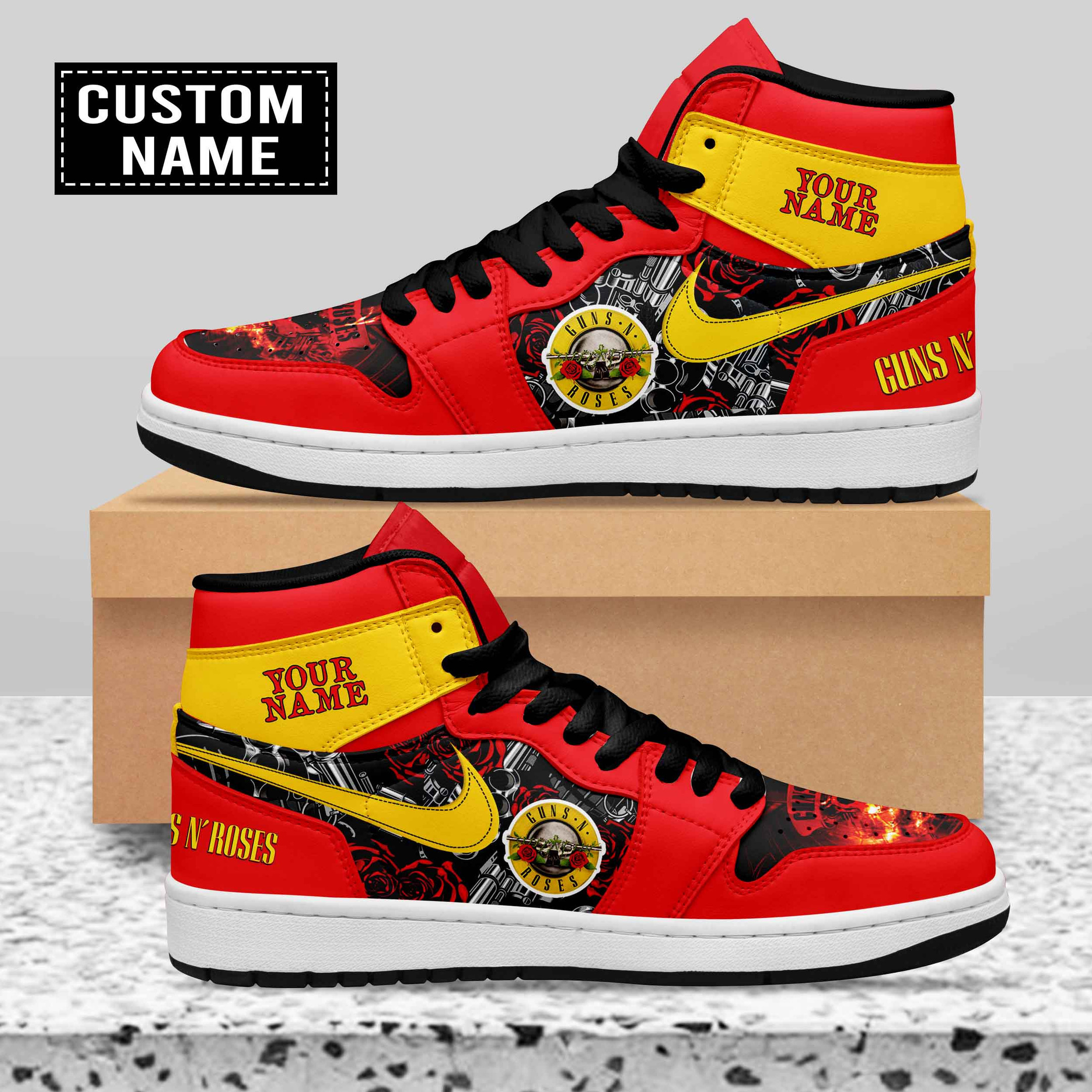 Guns N Roses High-Top Sneakers Retro Streetwear Vibe Shoes For Men And Women - Image 2