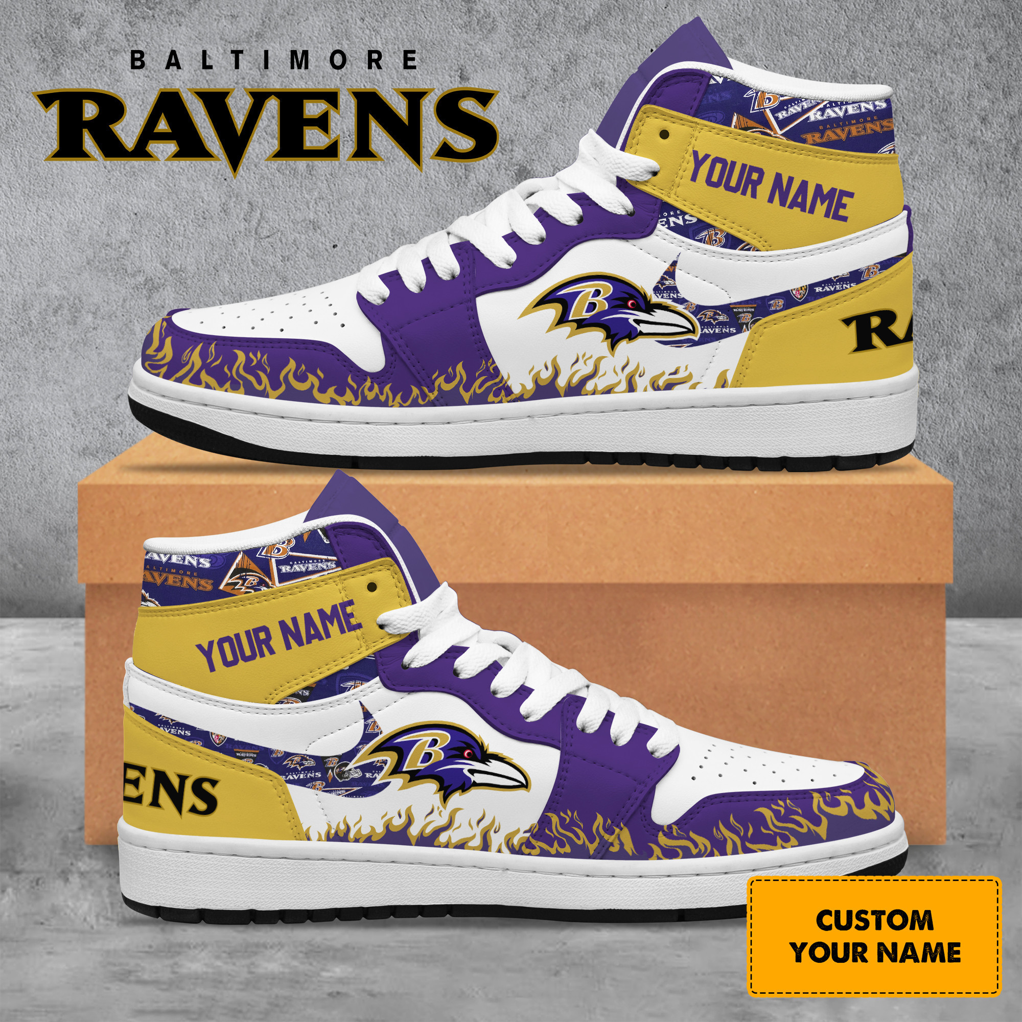 Baltimore Ravens High-Top Sneakers Retro Streetwear Vibe Shoes For Men And Women - Image 2