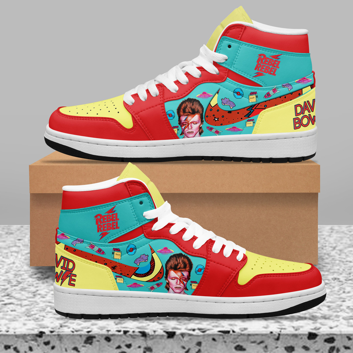David Bowie High-Top Sneakers Retro Streetwear Vibe Shoes For Men And Women - Image 2