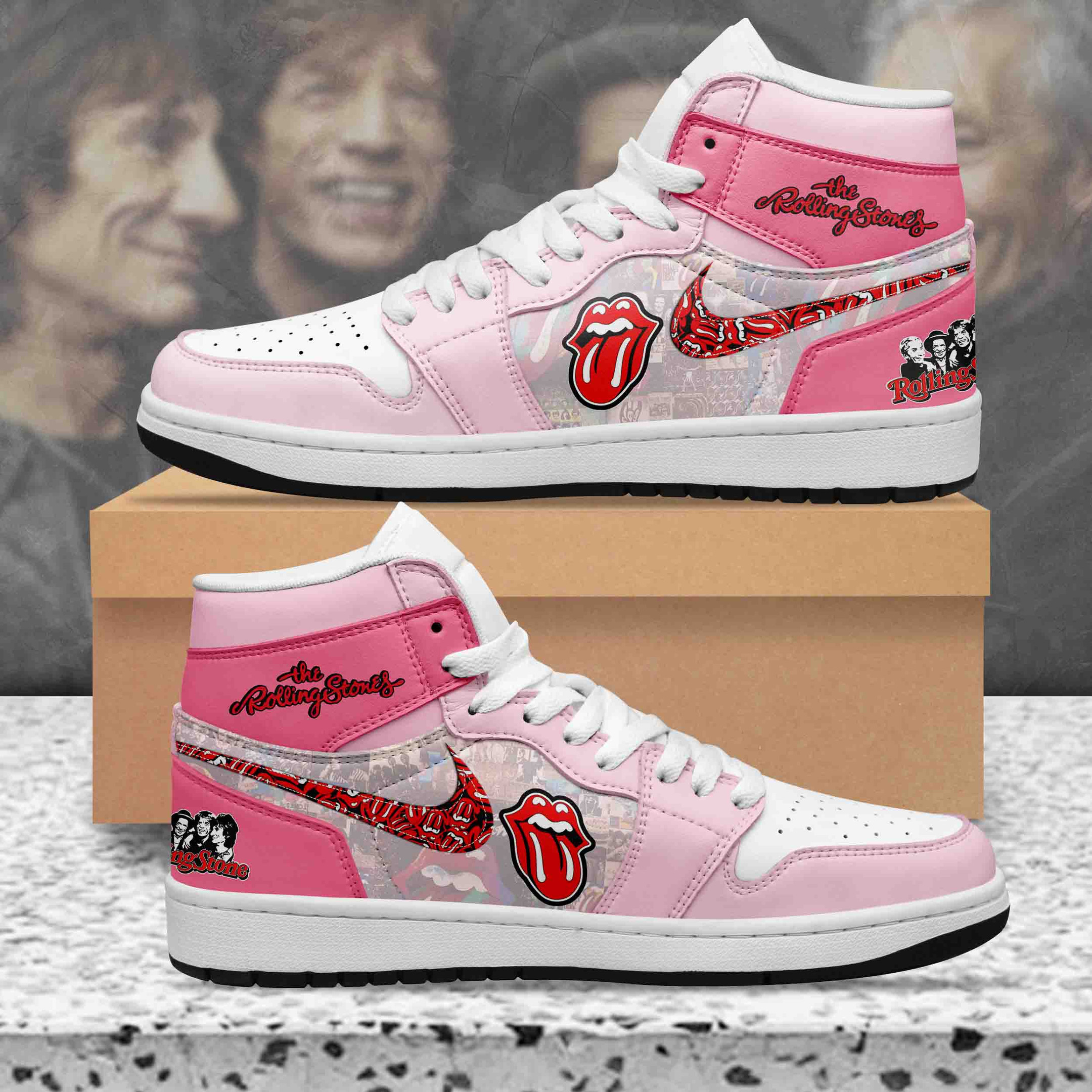 The Rolling Stones High-Top Sneakers Retro Streetwear Vibe Shoes For Men And Women - Image 2