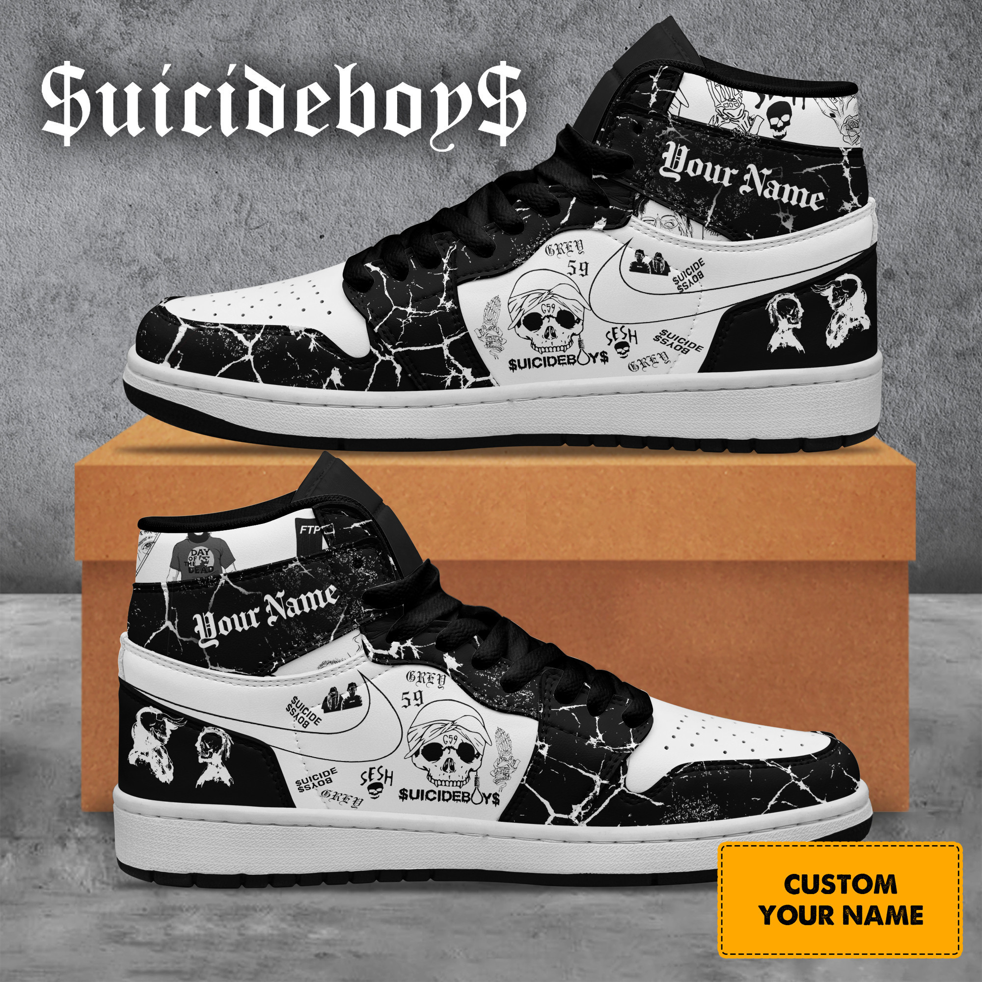 Suicideboys High-Top Sneakers Retro Streetwear Vibe Shoes For Men And Women - Image 2