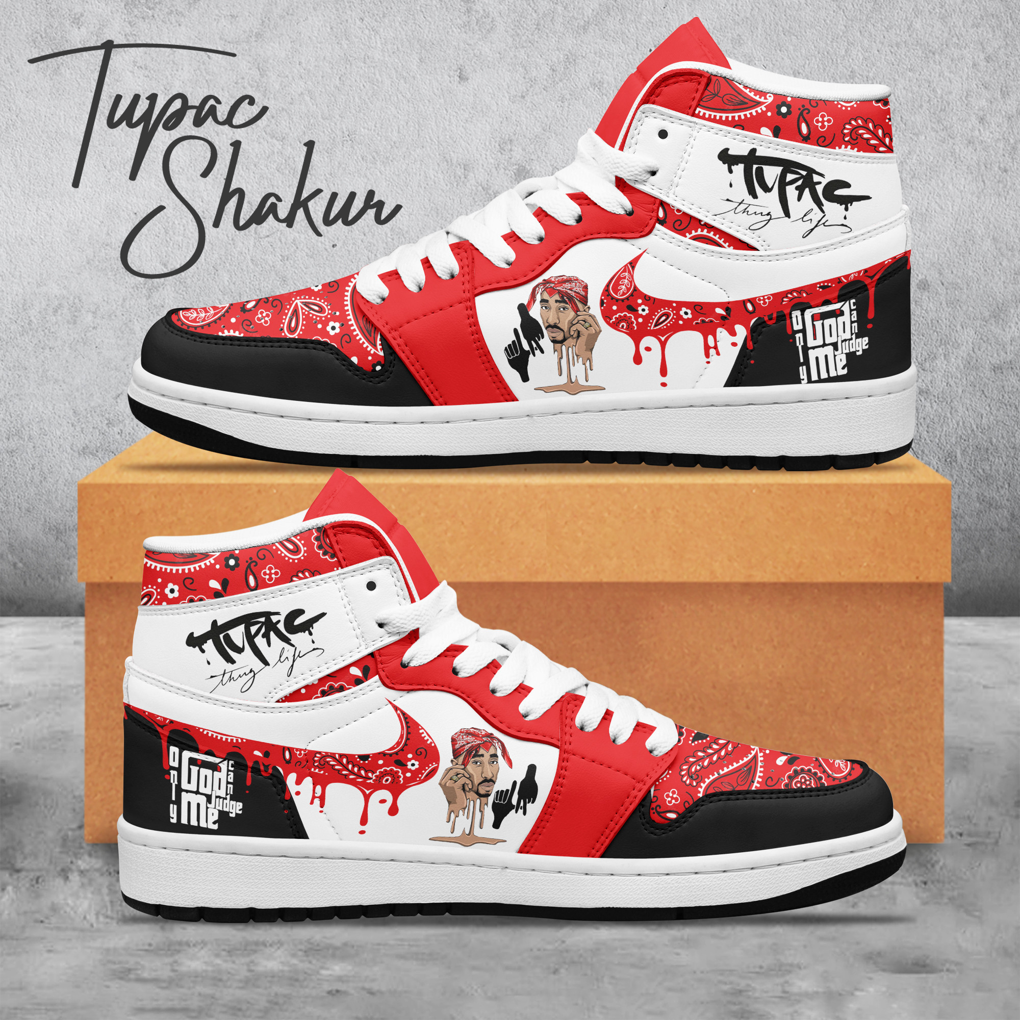 Tupac Shakur High-Top Sneakers Retro Streetwear Vibe Shoes For Men And Women - Image 2