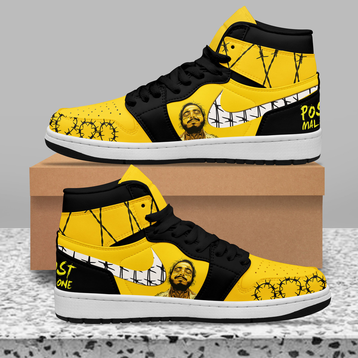Post Malone High-Top Sneakers Retro Streetwear Vibe Shoes For Men And Women - Image 2