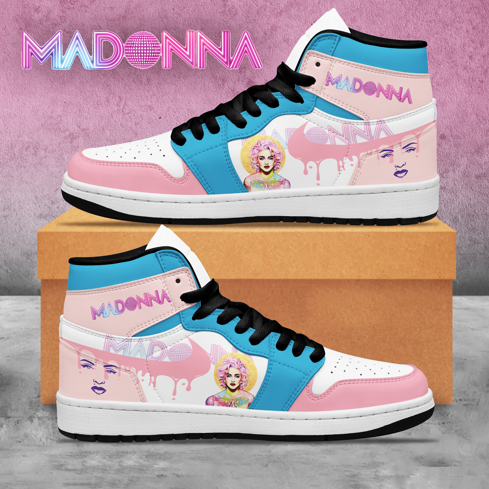 Madonna High-Top Sneakers Retro Streetwear Vibe Shoes For Men And Women - Image 2