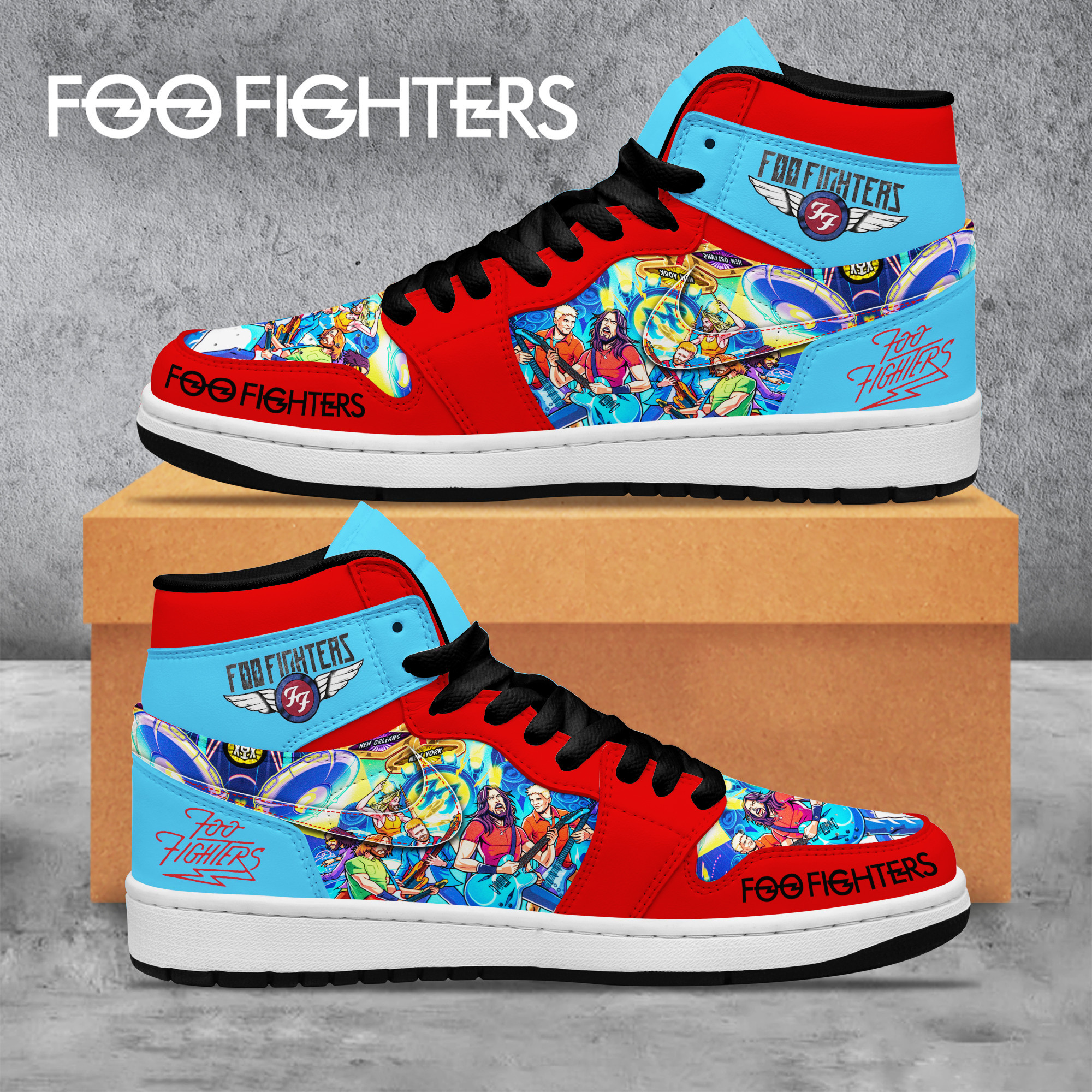 Foo Fighters High-Top Sneakers Retro Streetwear Vibe Shoes For Men And Women - Image 2
