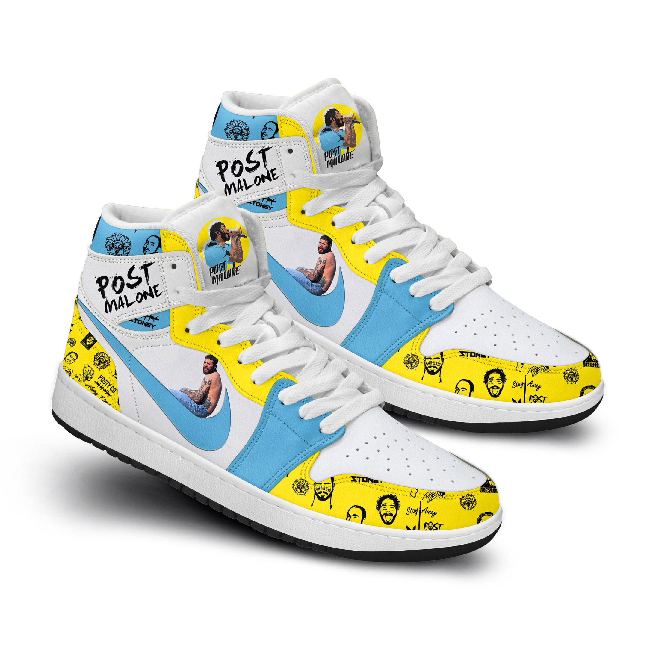 Post Malone High-Top Sneakers Retro Streetwear Vibe Shoes For Men And Women - Image 2