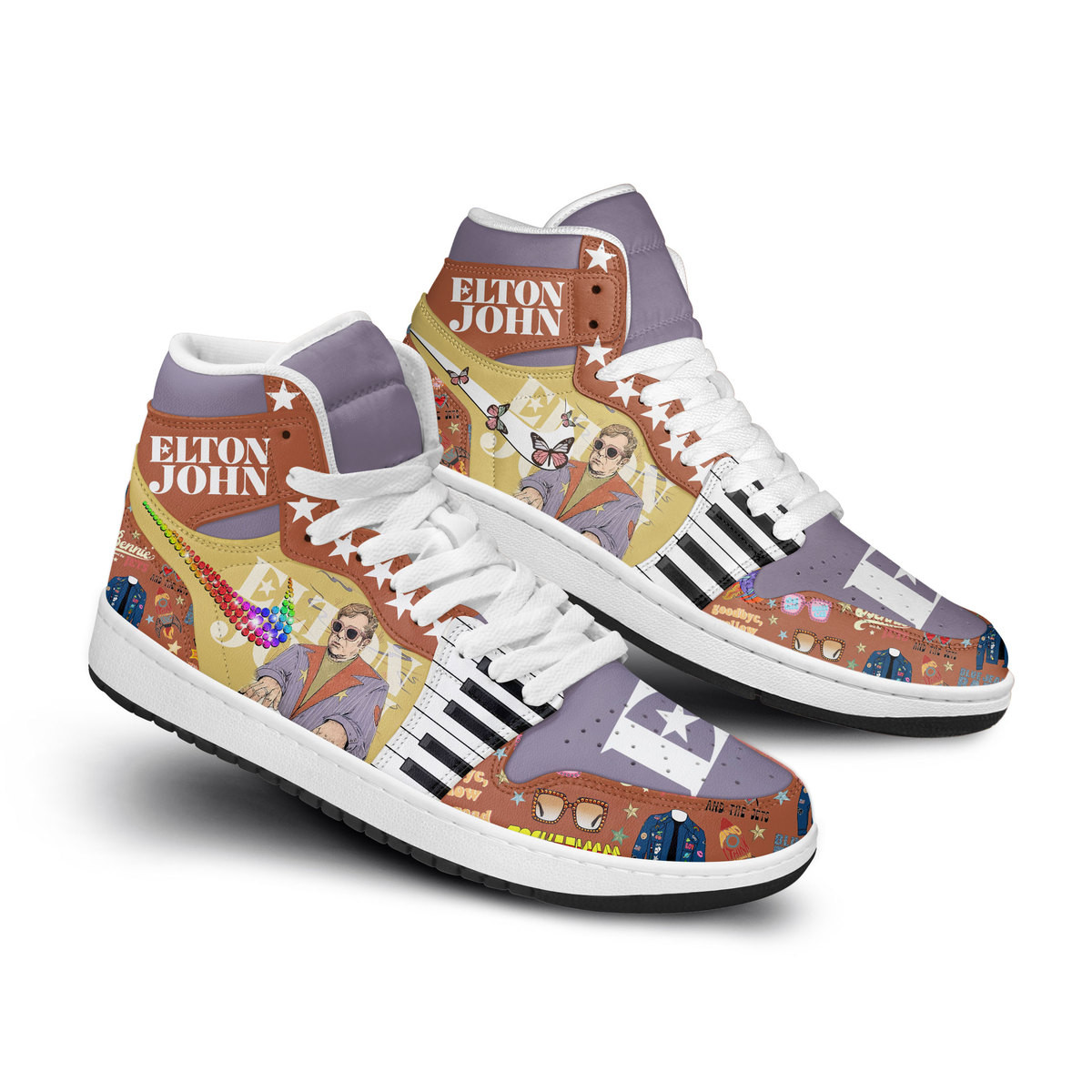Elton John High-Top Sneakers Retro Streetwear Vibe Shoes For Men And Women - Image 2
