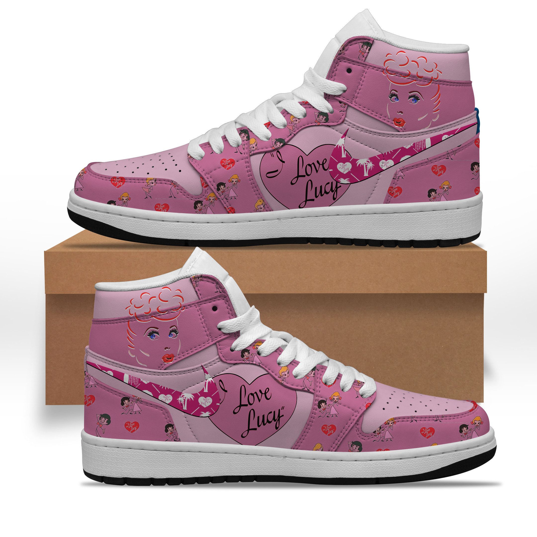 I Love Lucy High-Top Sneakers Retro Streetwear Vibe Shoes For Men And Women - Image 2