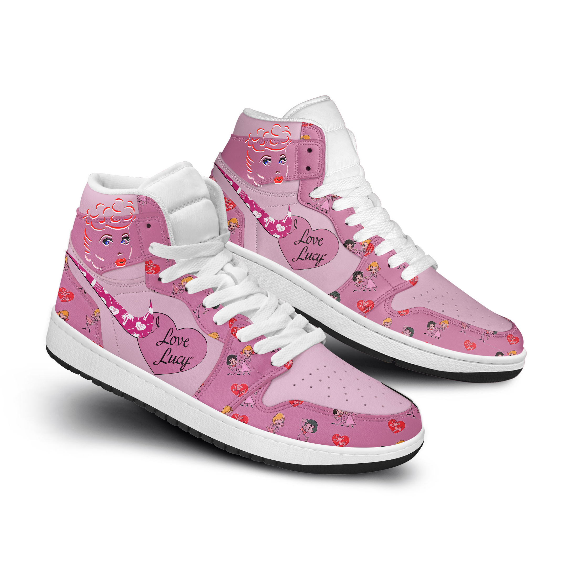 I Love Lucy High-Top Sneakers Retro Streetwear Vibe Shoes For Men And Women - Image 3