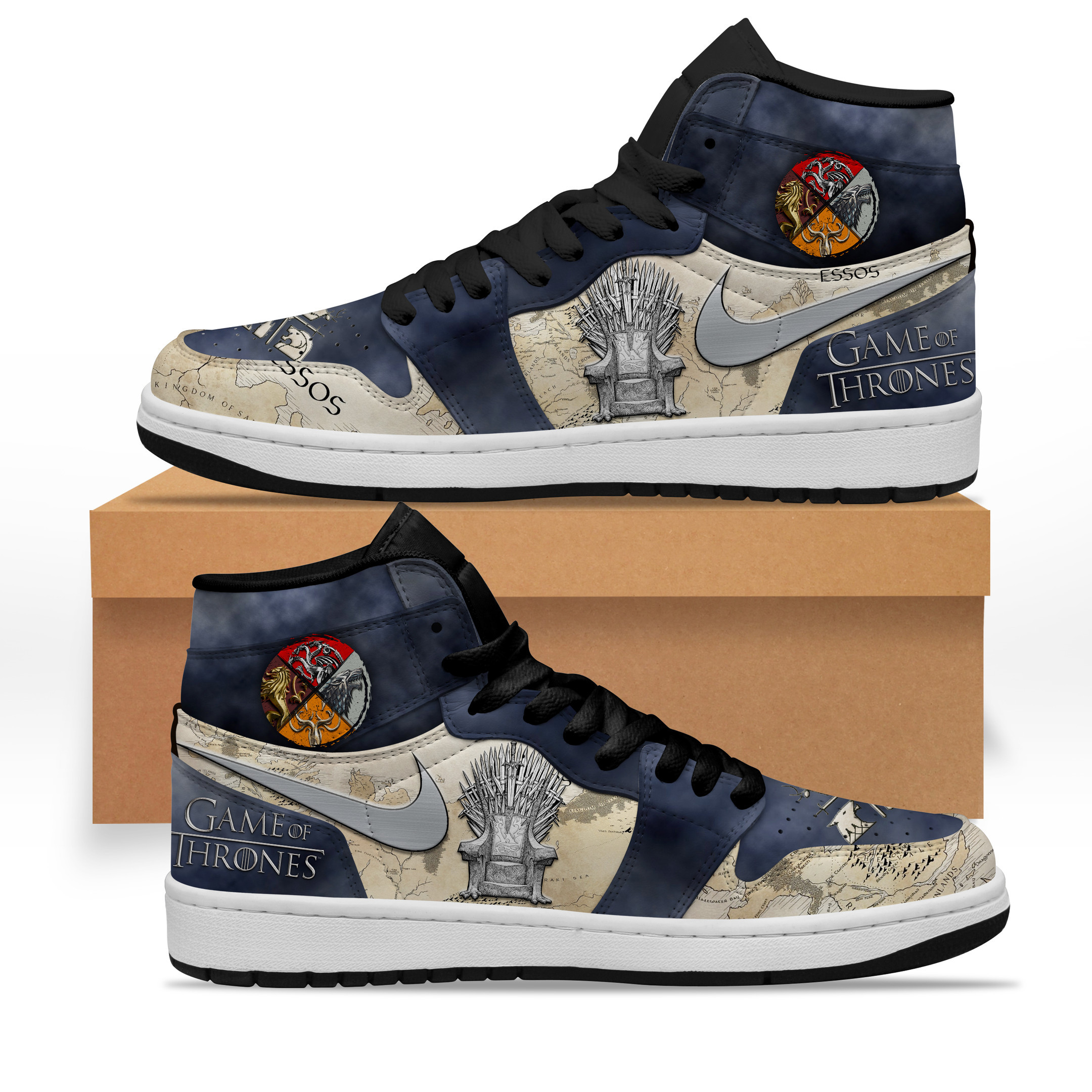 Game Of Thrones High-Top Sneakers Retro Streetwear Vibe Shoes For Men And Women - Image 3