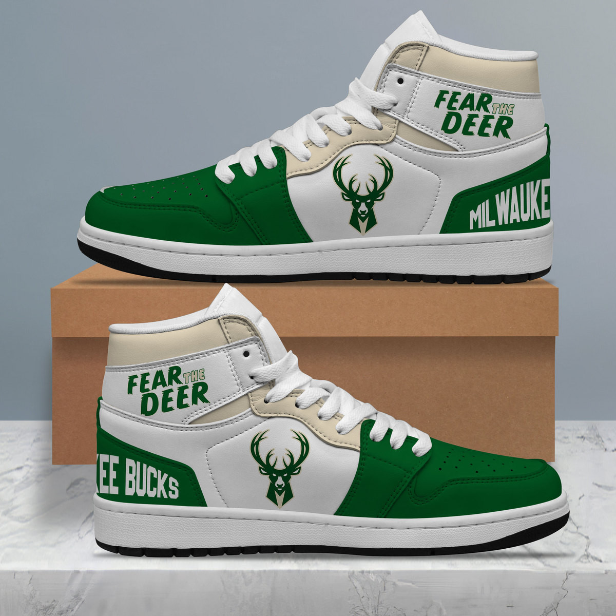 Milwaukee Bucks High-Top Sneakers Retro Streetwear Vibe Shoes For Men And Women - Image 3