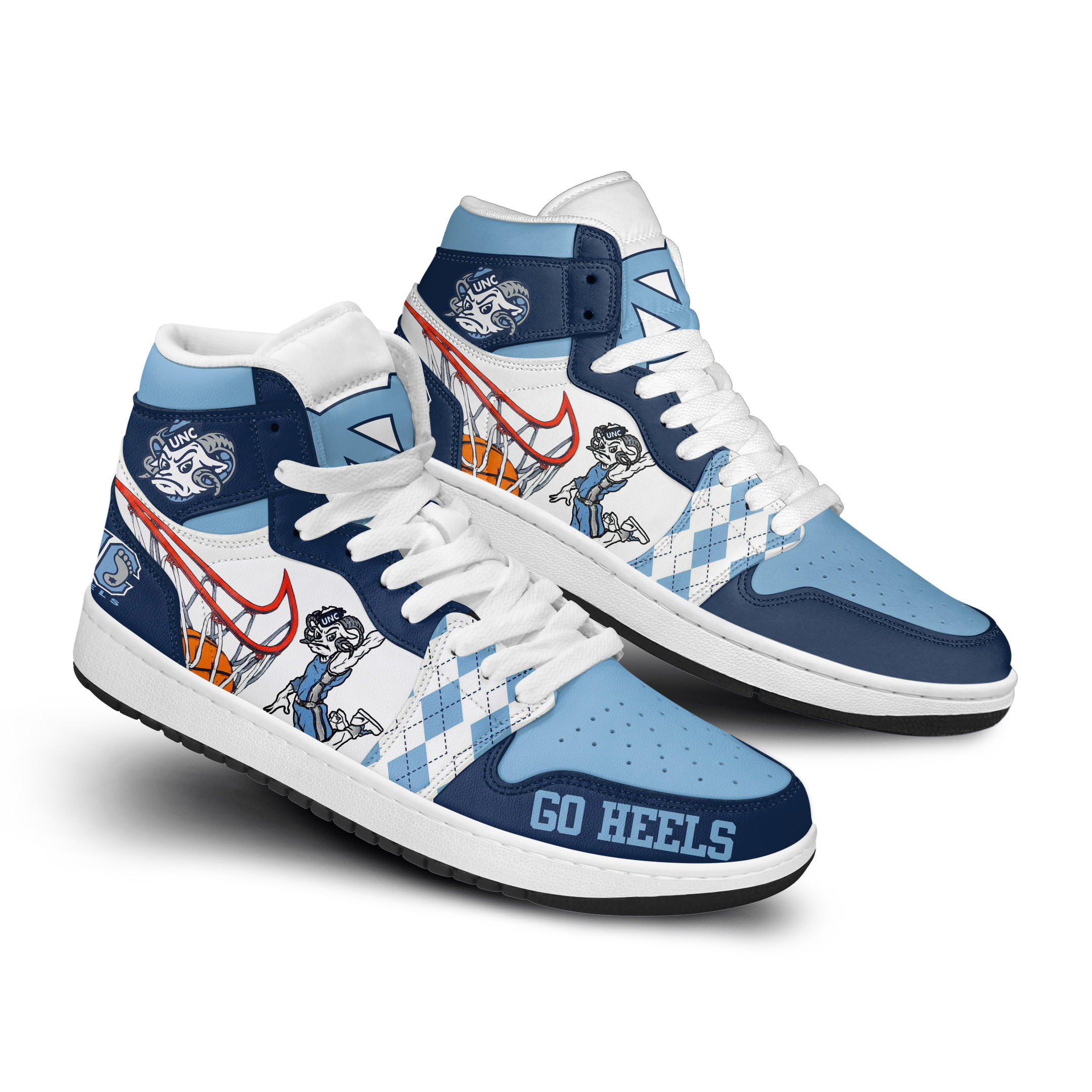 North Carolina Tar Heels High-Top Sneakers Retro Streetwear Vibe Shoes For Men And Women - Image 4