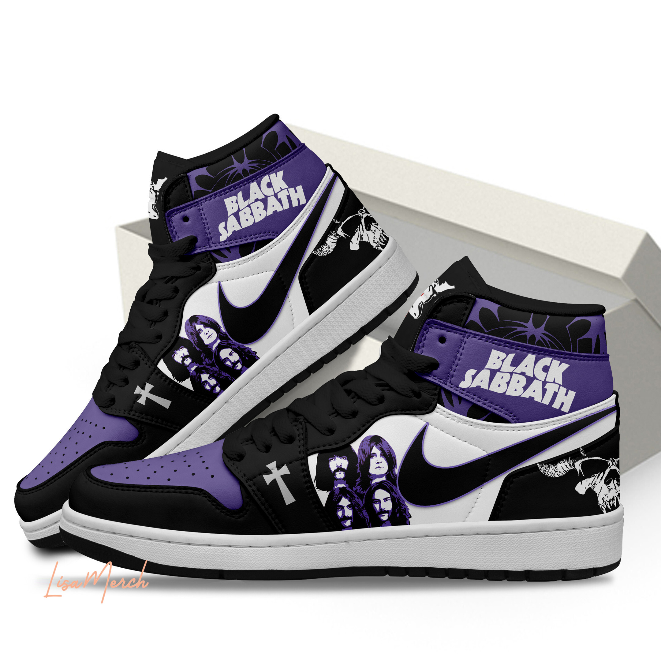 Black Sabbath High-Top Sneakers Retro Streetwear Vibe Shoes For Men And Women - Image 3