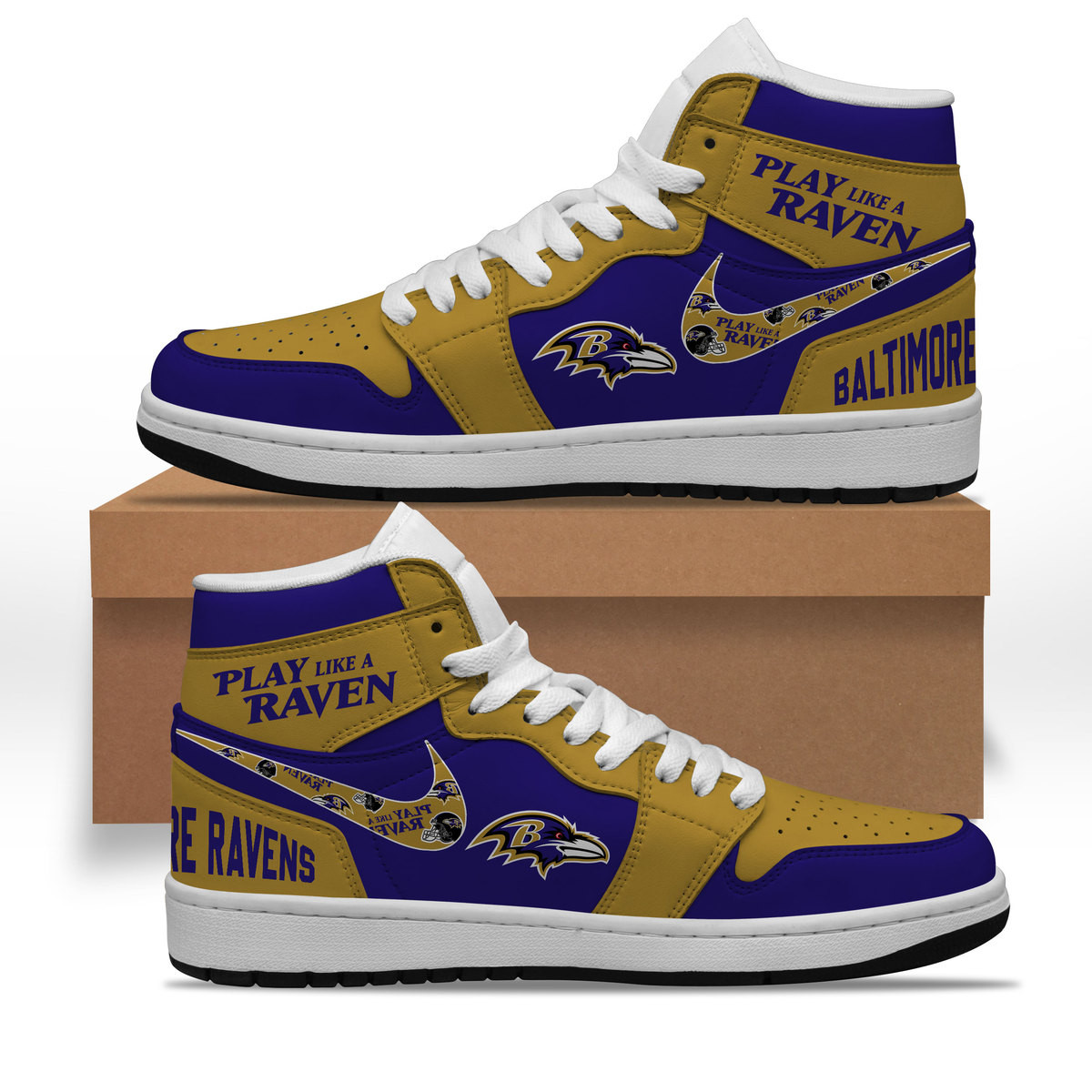 Baltimore Ravens High-Top Sneakers Retro Streetwear Vibe Shoes For Men And Women - Image 2