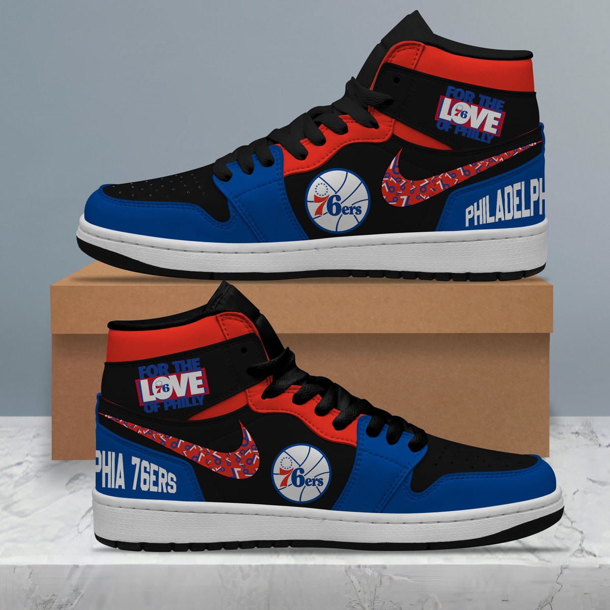 Philadelphia 76ers High-Top Sneakers Retro Streetwear Vibe Shoes For Men And Women - Image 2
