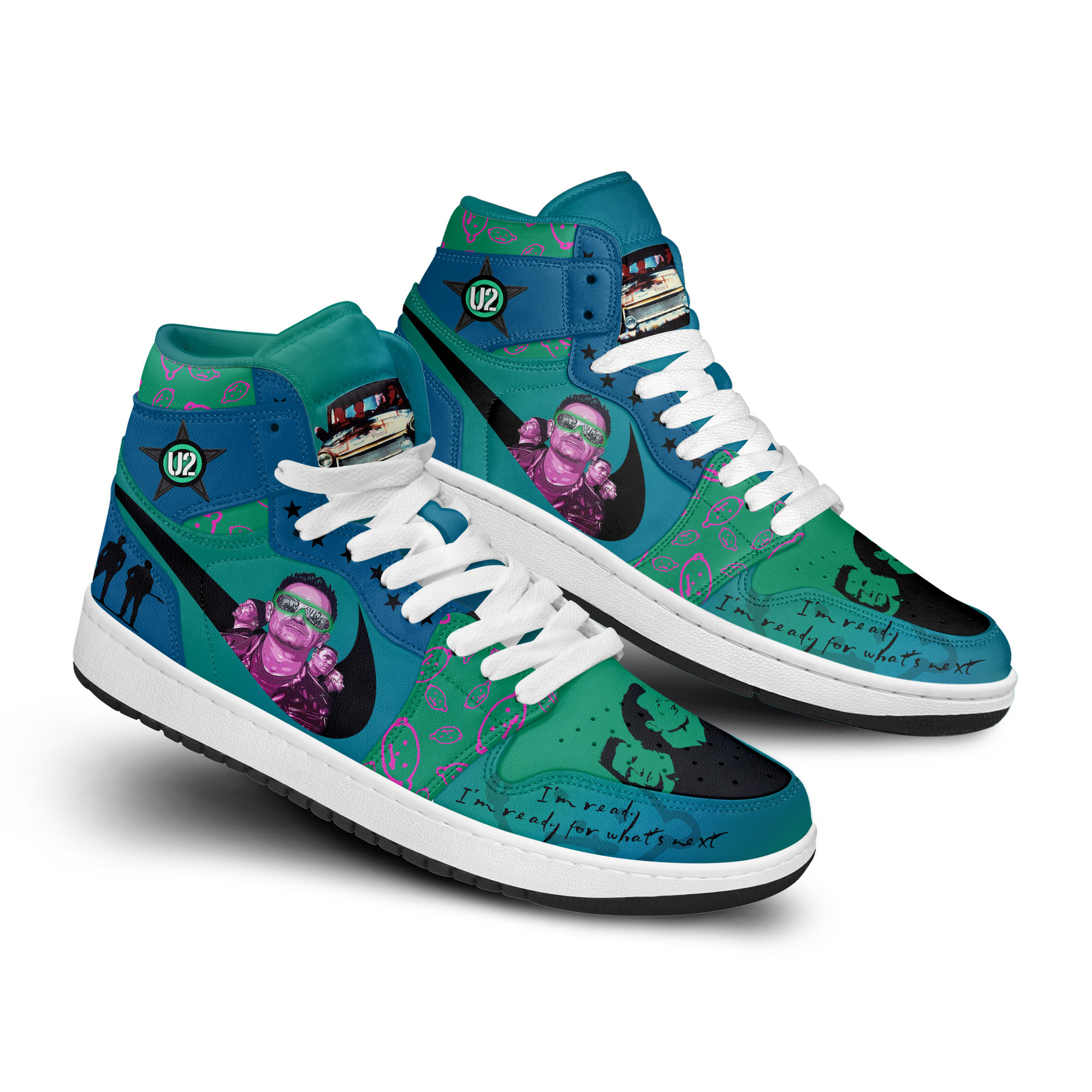 U2 Rock Band High-Top Sneakers Retro Streetwear Vibe Shoes For Men And Women - Image 2