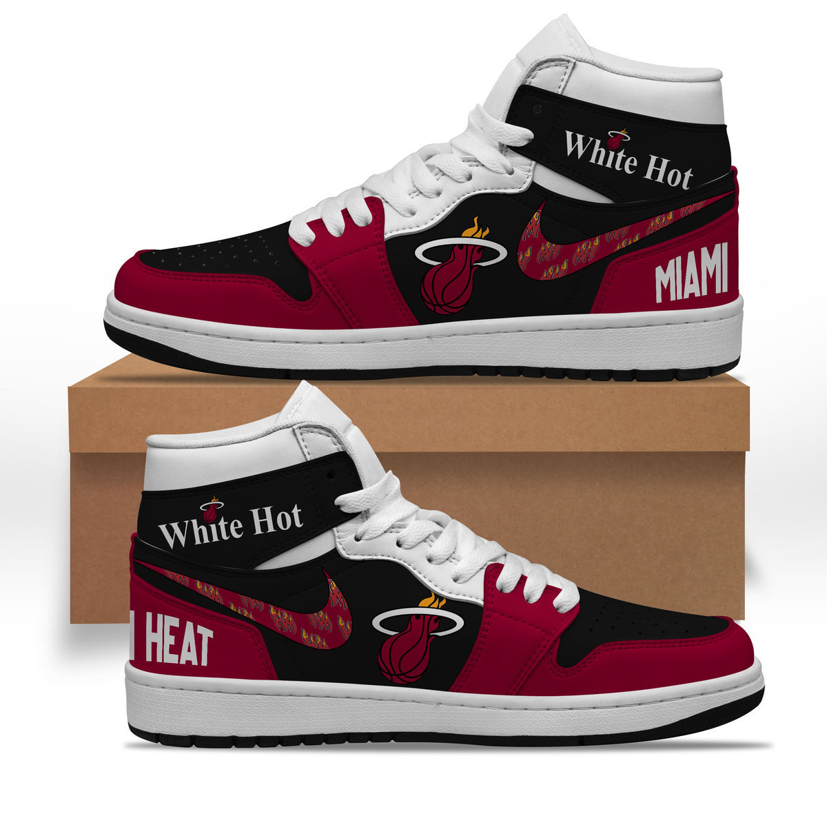Miami Heat High-Top Sneakers Retro Streetwear Vibe Shoes For Men And Women - Image 2
