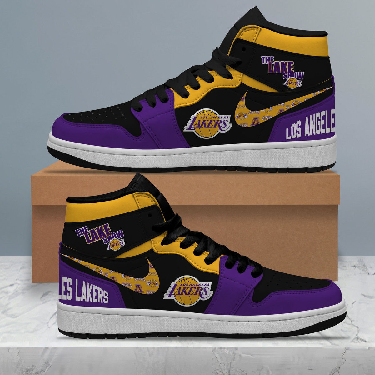 Los Angeles Lakers High-Top Sneakers Retro Streetwear Vibe Shoes For Men And Women - Image 2