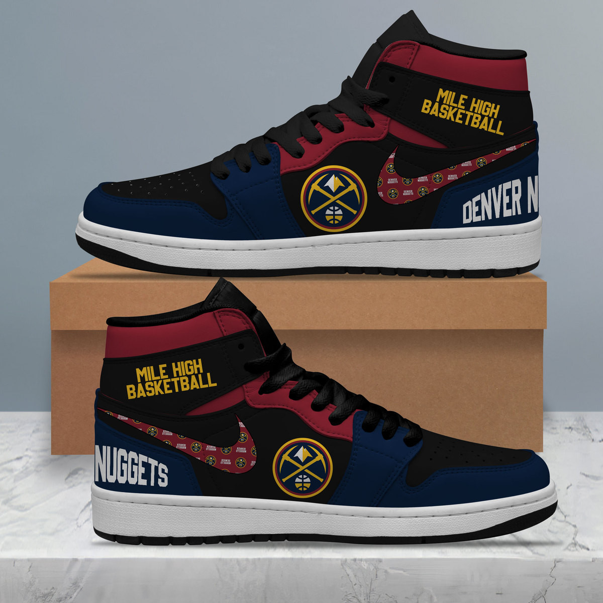 Denver Nuggets High-Top Sneakers Retro Streetwear Vibe Shoes For Men And Women - Image 2
