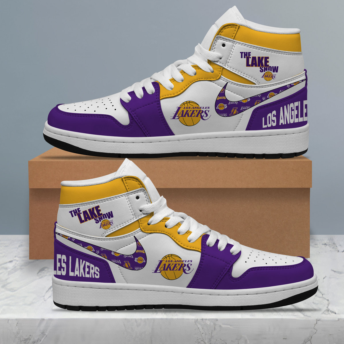 Los Angeles Lakers High-Top Sneakers Retro Streetwear Vibe Shoes For Men And Women - Image 3