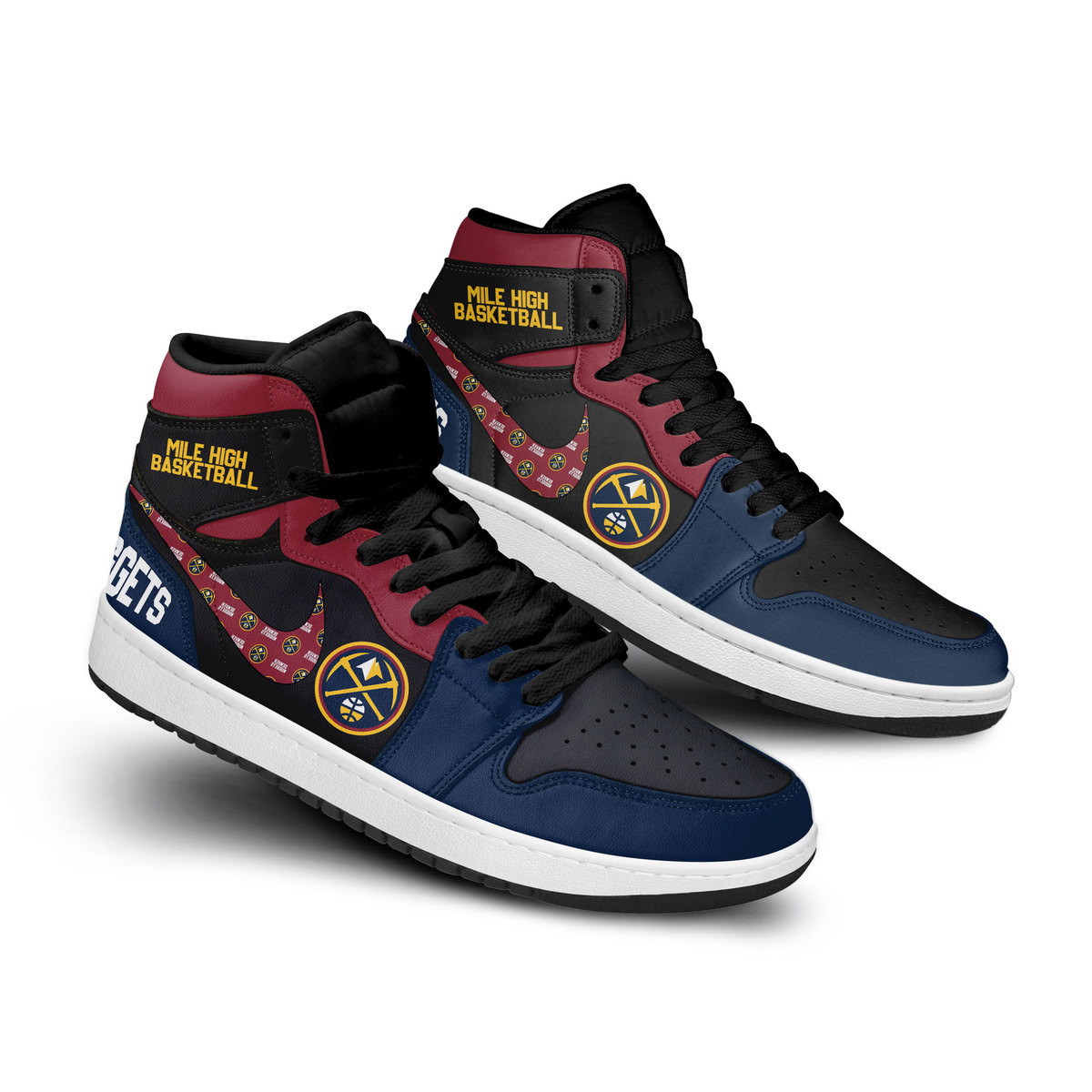 Denver Nuggets High-Top Sneakers Retro Streetwear Vibe Shoes For Men And Women - Image 3