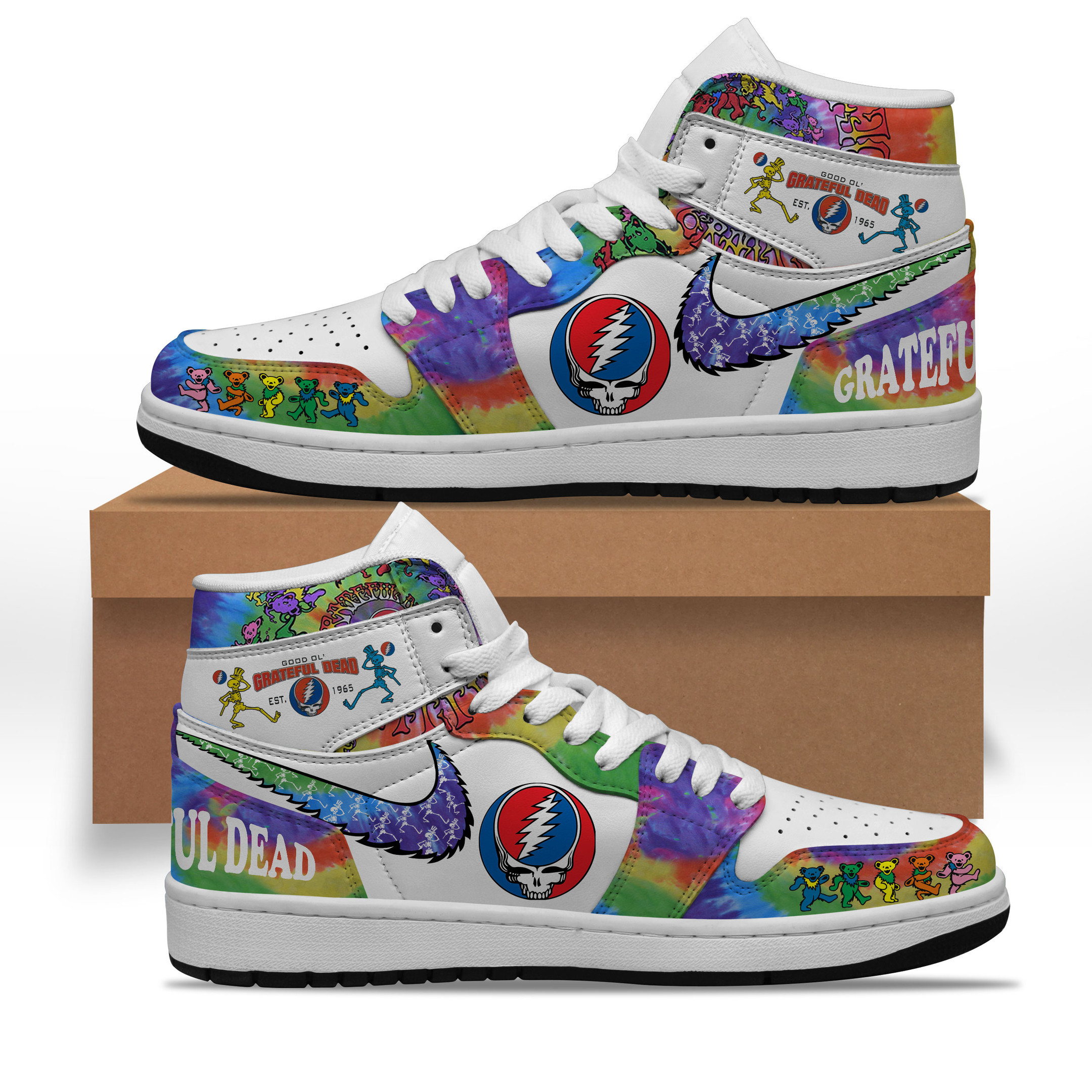 Grateful Dead High-Top Sneakers Retro Streetwear Vibe Shoes For Men And Women - Image 2