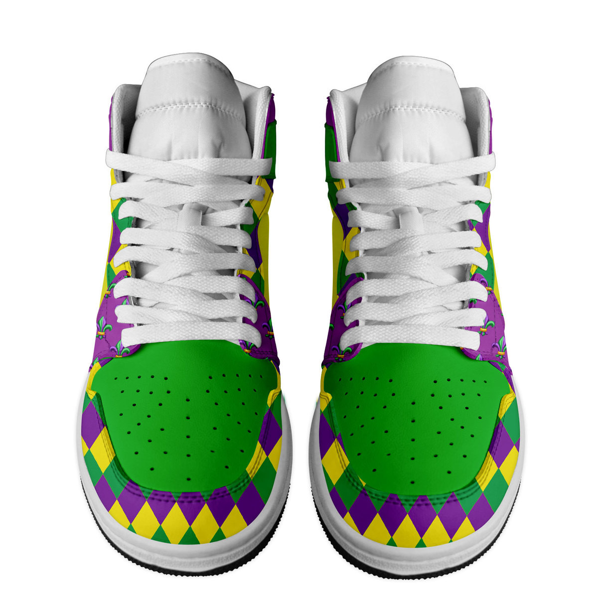 Mardi Gras High-Top Sneakers Retro Streetwear Vibe Shoes For Men And Women - Image 2