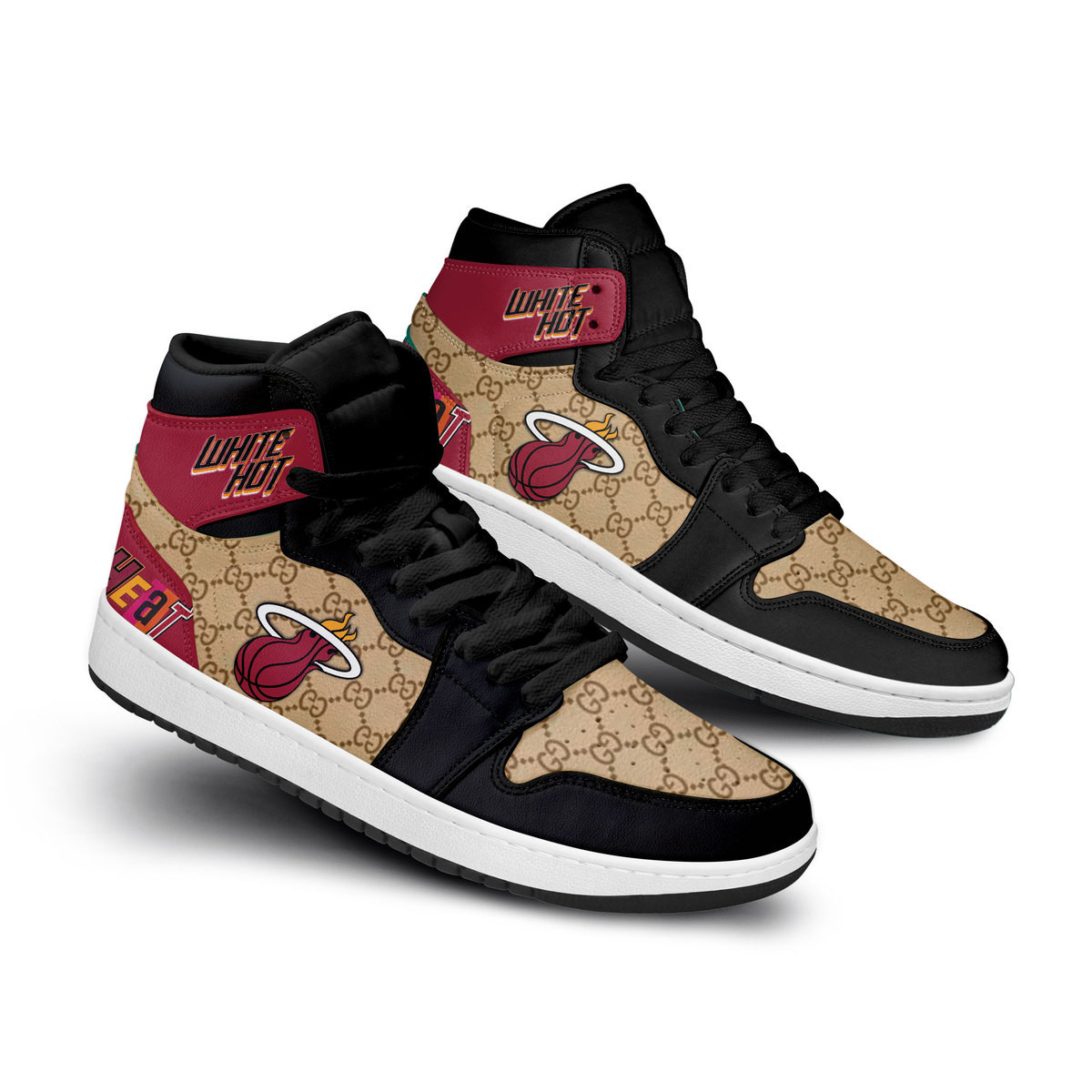 Miami Heat High-Top Sneakers Retro Streetwear Vibe Shoes For Men And Women - Image 2