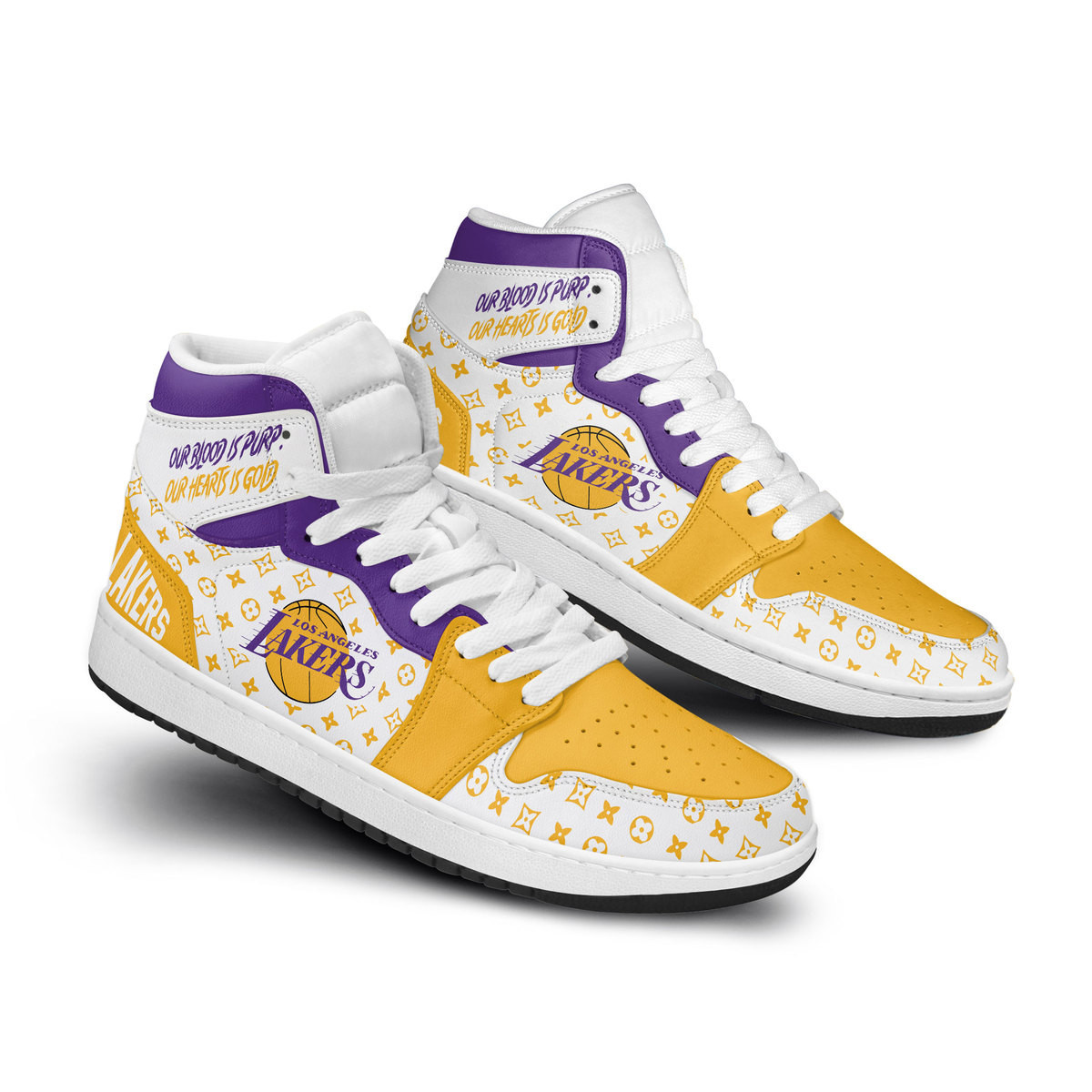 Los Angeles Lakers High-Top Sneakers Retro Streetwear Vibe Shoes For Men And Women - Image 2