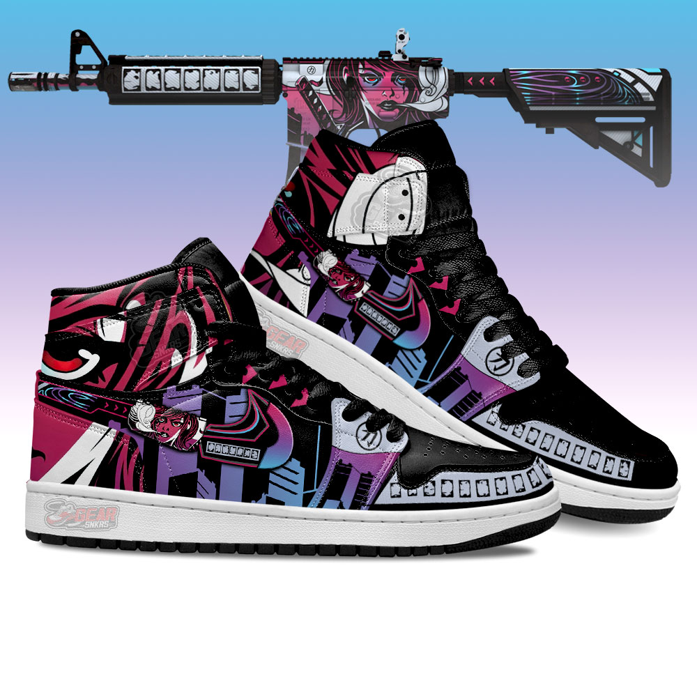Neo-Noir M4A4 Counter Strike Skins High-Top Sneakers Retro Streetwear Vibe Shoes For Men And Women - Image 3