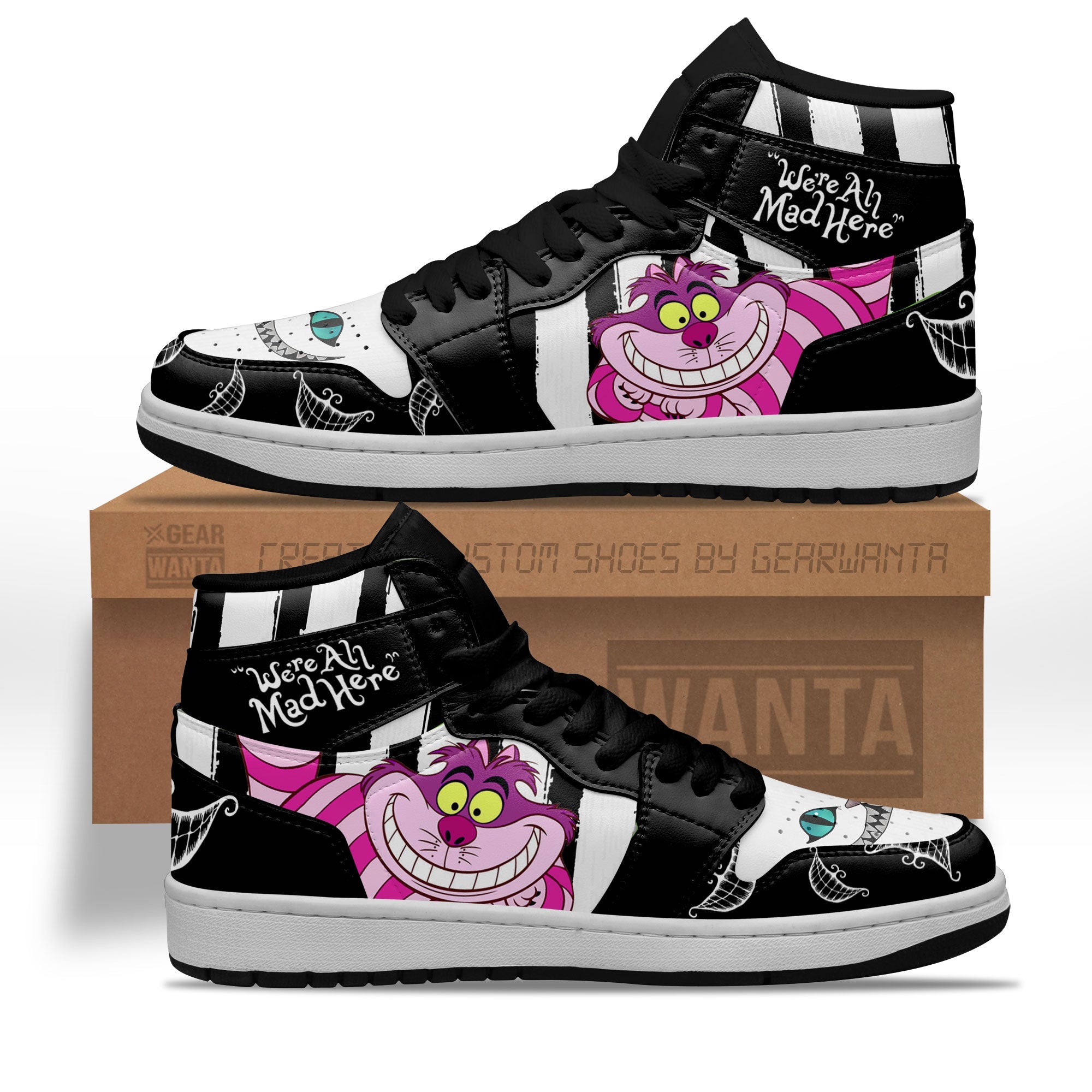 Cheshire Cat High-Top Sneakers Retro Streetwear Vibe Shoes For Men And Women - Image 2