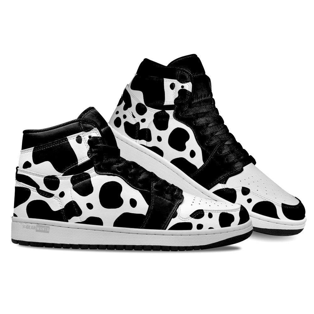 Cow Diary Skin High-Top Sneakers Retro Streetwear Vibe Shoes For Men And Women - Image 4