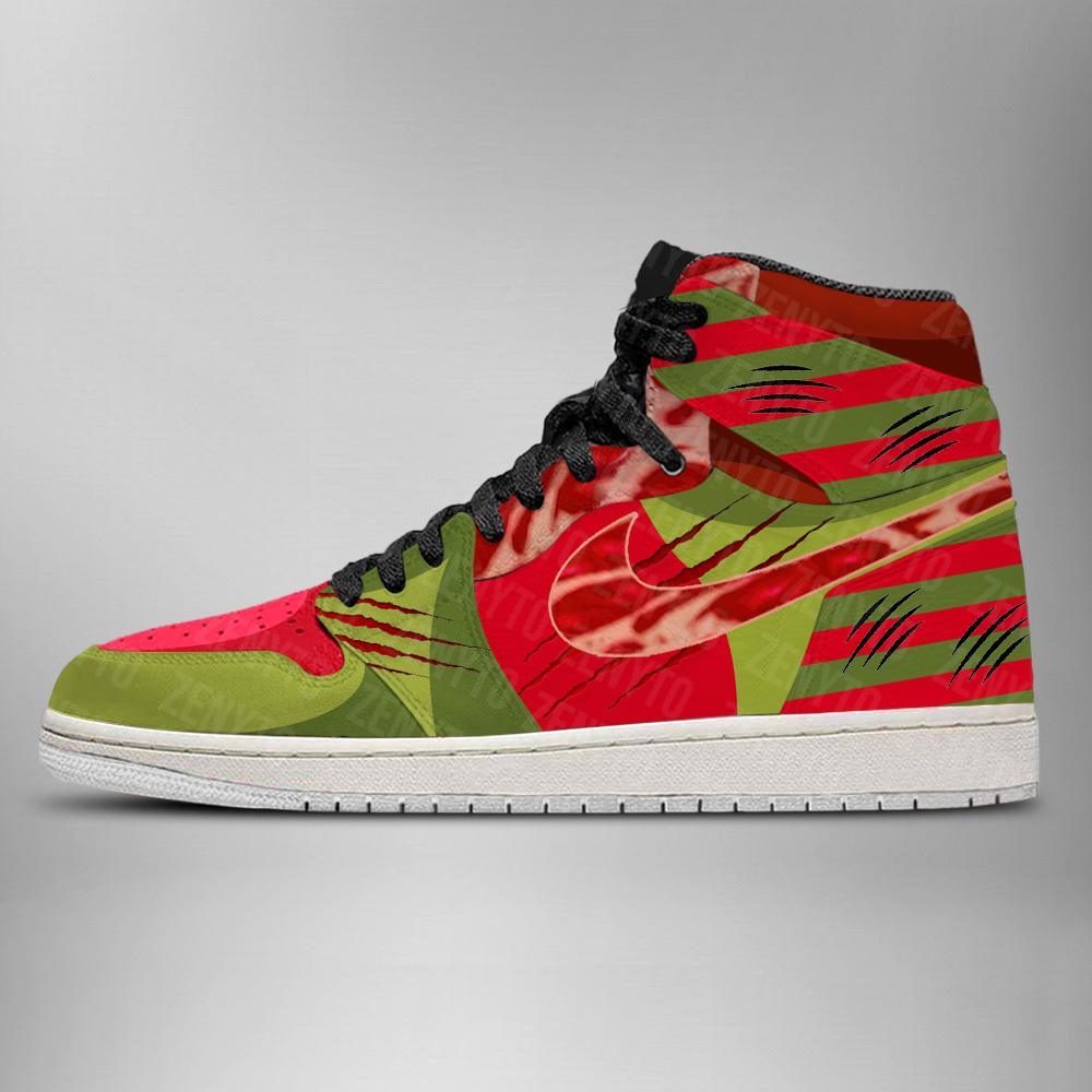 Freddy Krueger AJ1 High Sneakers Shoes For Men And Women - Image 2