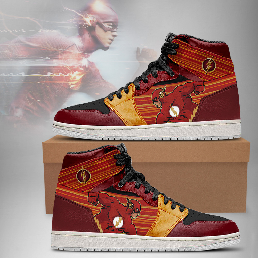 DC Justice League Flash AJ1 High Sneakers Shoes For Men And Women - Image 3
