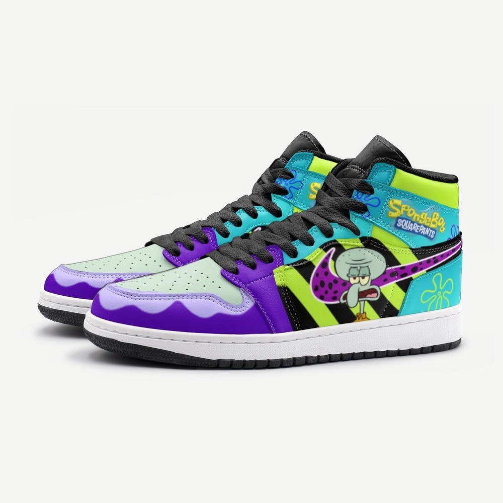Mr. Squidward Q AJ1 High Sneakers Shoes For Men And Women - Image 2