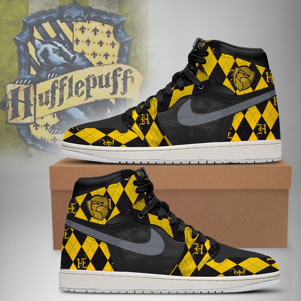 Harry Potter Hufflepuff AJ1 High Sneakers Shoes For Men And Women - Image 2