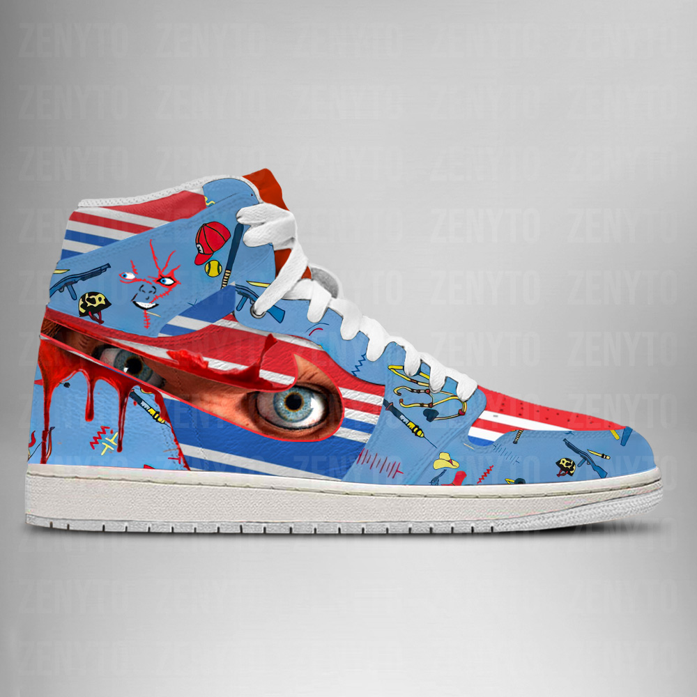 Chucky Halloween V4 AJ1 High Sneakers Shoes For Men And Women - Image 2