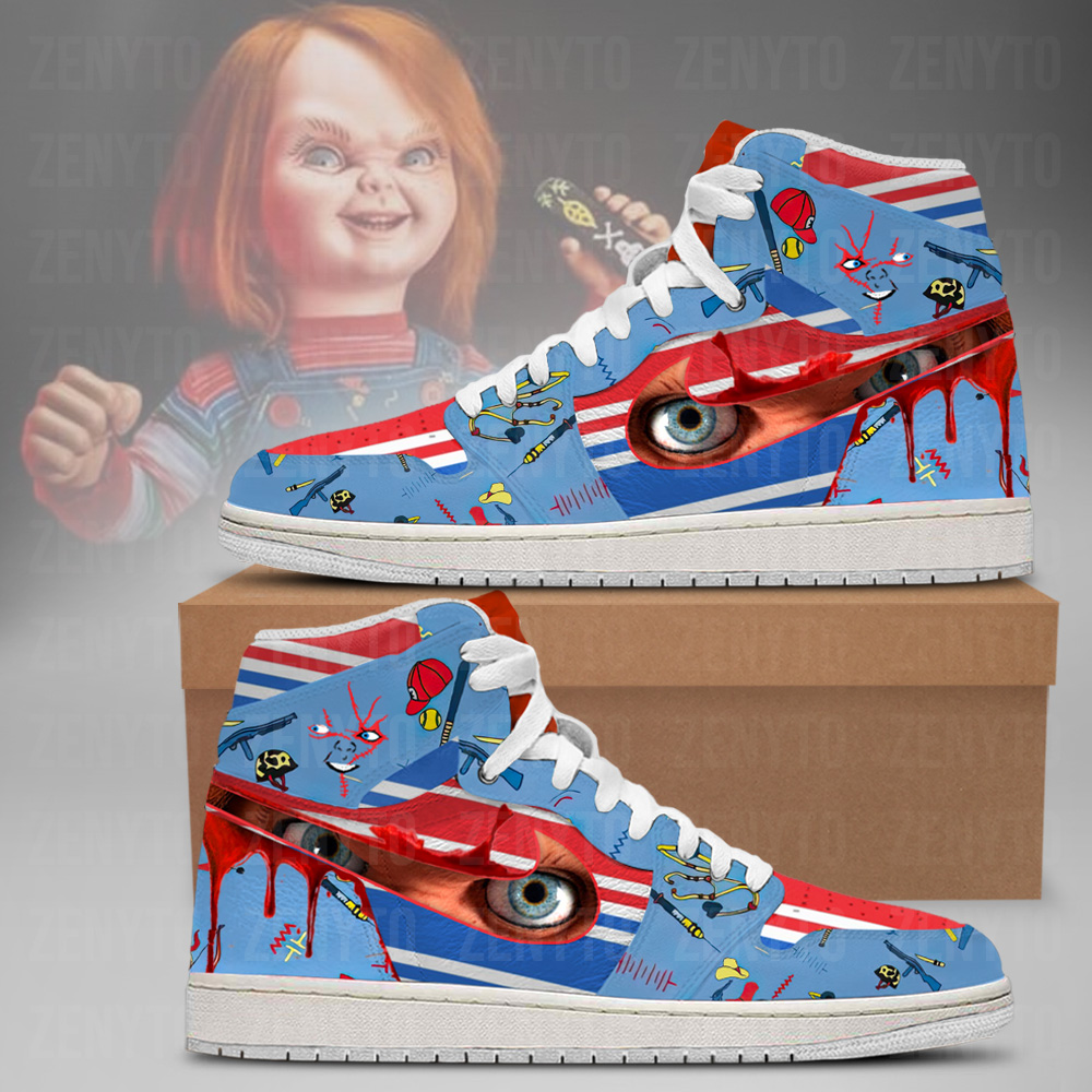 Chucky Halloween V4 AJ1 High Sneakers Shoes For Men And Women - Image 3