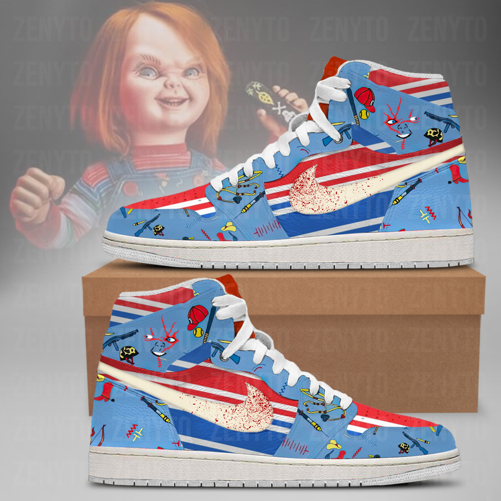 Chucky Halloween AJ1 High Sneakers Shoes For Men And Women - Image 3