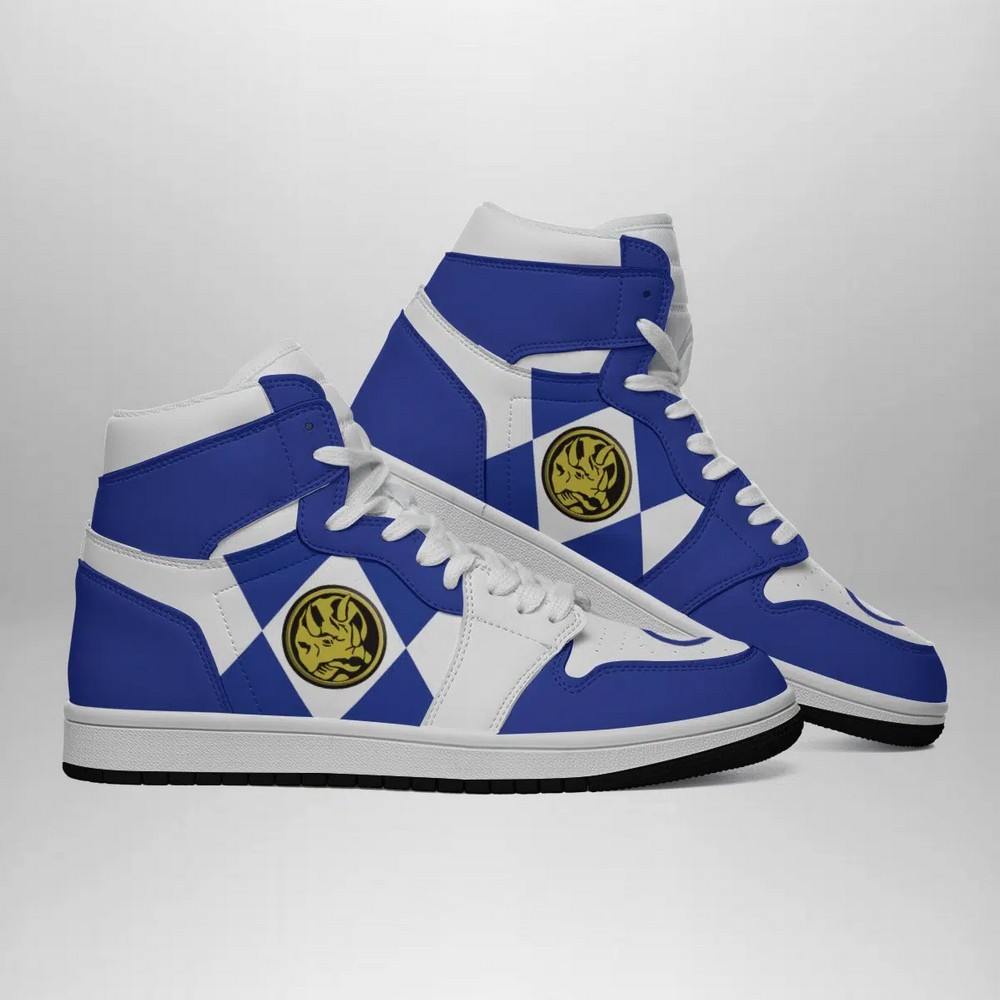 Blue Ranger Mighty Morphin AJ1 High Sneakers Shoes For Men And Women - Image 2