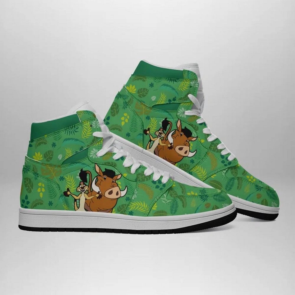 Timon and Pumba Disney AJ1 High Sneakers Shoes For Men And Women - Image 3