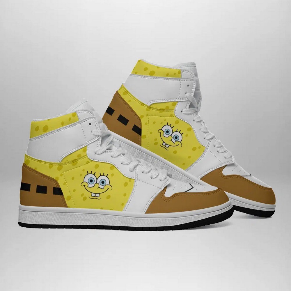 Spongebob Outfit AJ1 High Sneakers Shoes For Men And Women - Image 3
