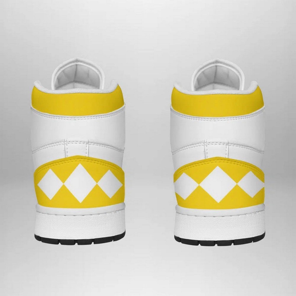 Yellow Ranger Mighty Morphin AJ1 High Sneakers Shoes For Men And Women - Image 3