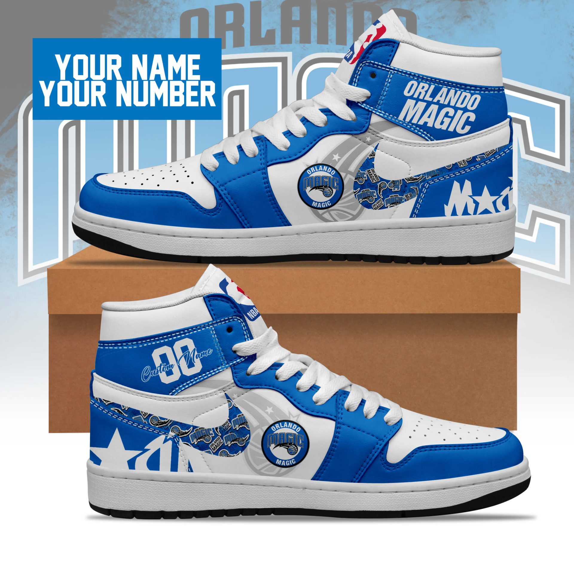 Orlando Magic AJ1 High Sneakers Shoes For Men And Women - Image 2