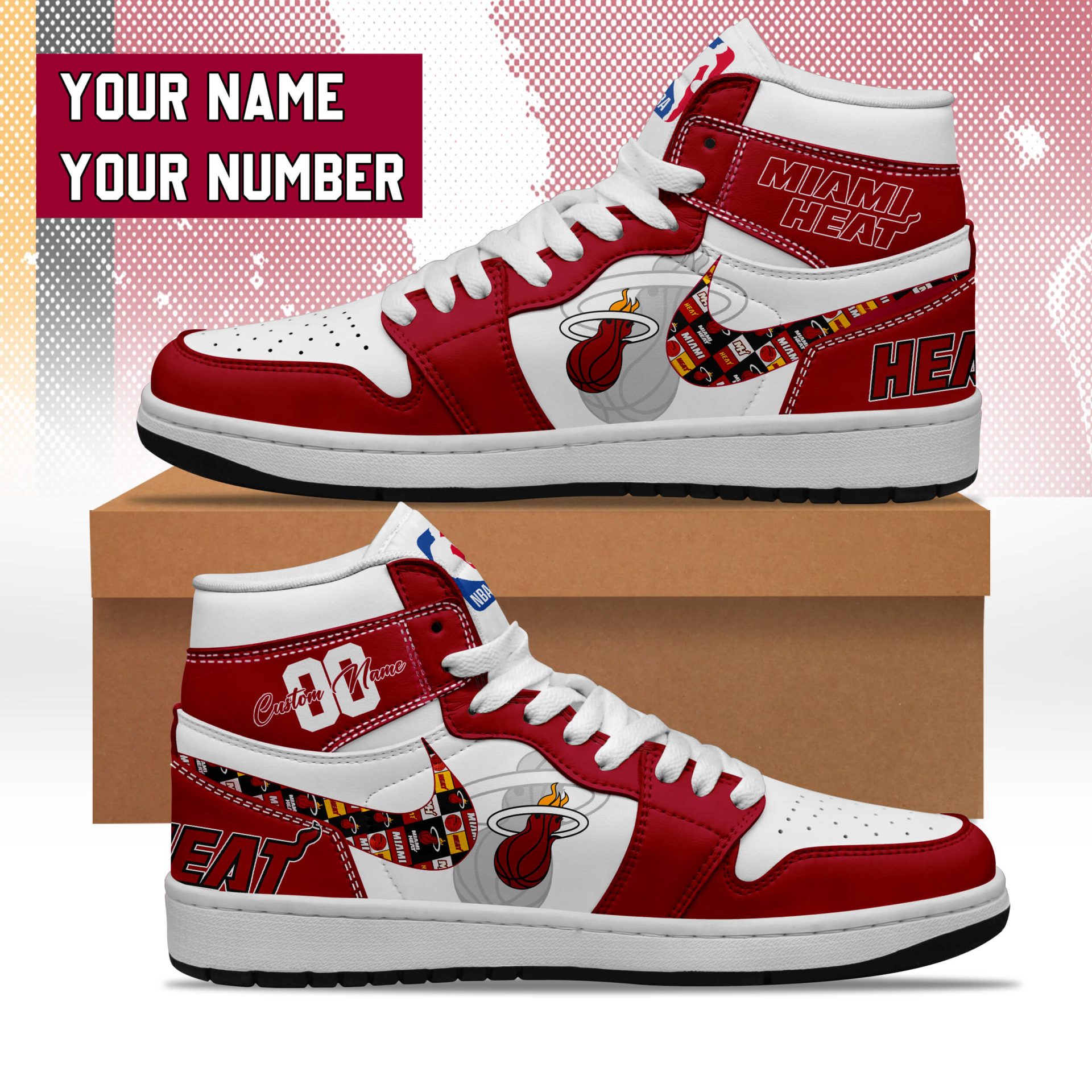 Miami Heat AJ1 High Sneakers Shoes For Men And Women - Image 2